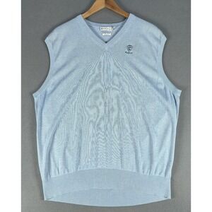 Peter Millar Sweater Vest Mens 2XL Blue Silk Cashmere Cotton Scioto Country Club